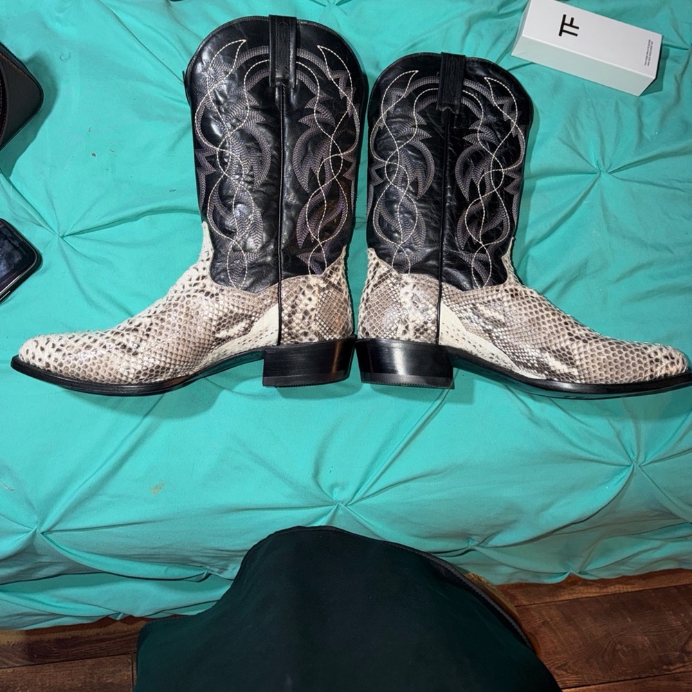 Dan Post Black and White Snakeskin Boots